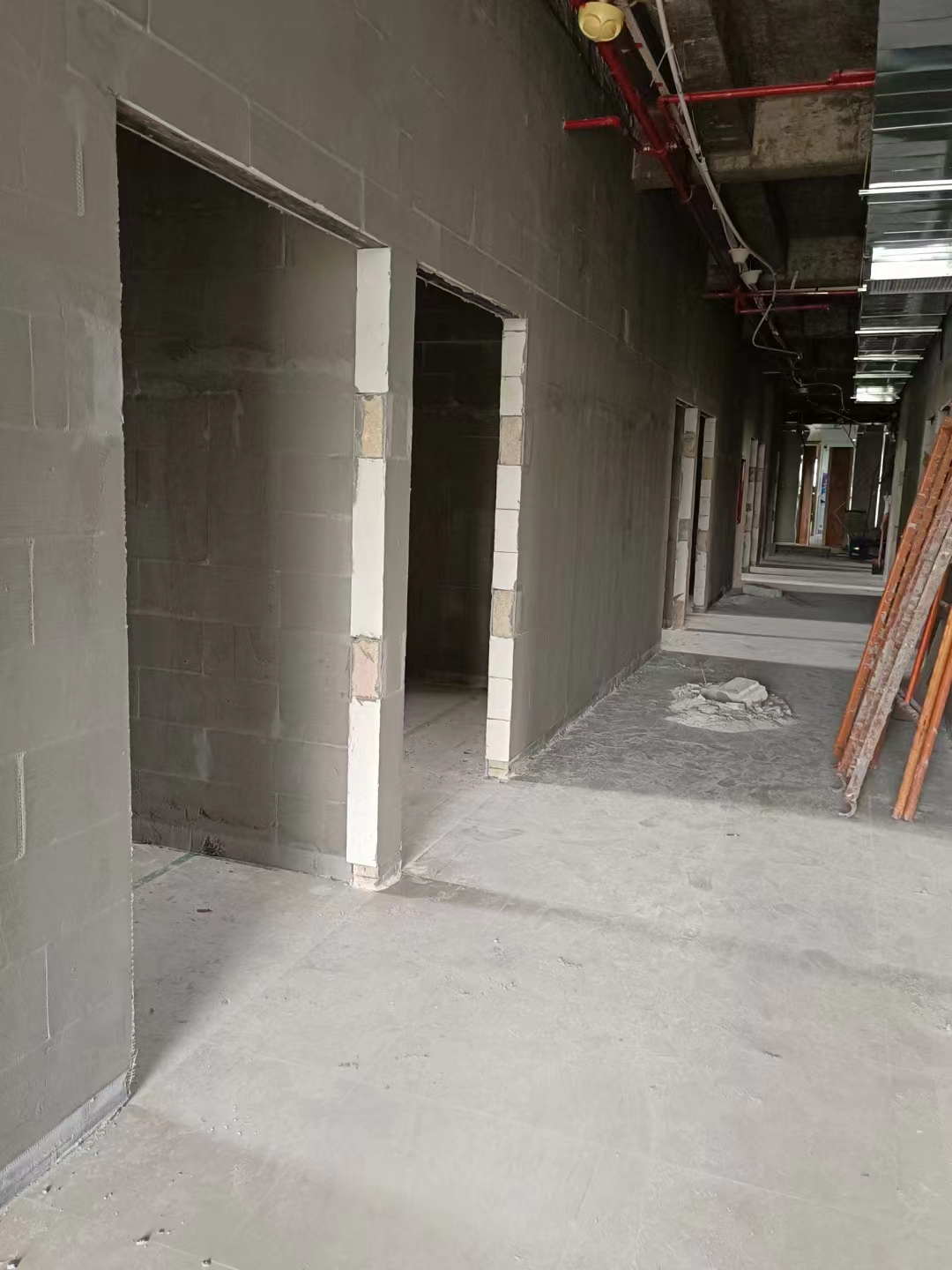 加气块隔墙施工现场